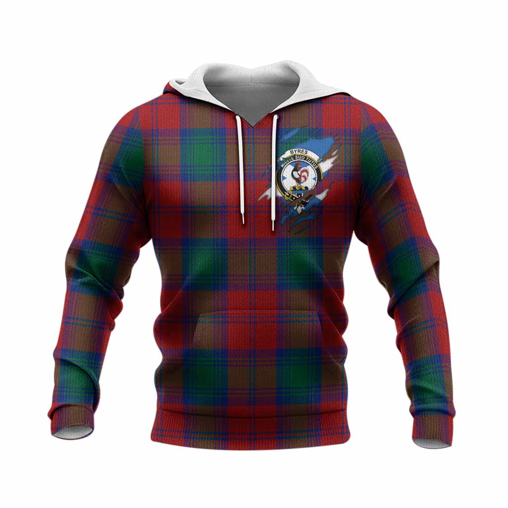 Byres (Byses) Clan Crest In Me Tartan Knitted Hoodie Scotland Flag Style