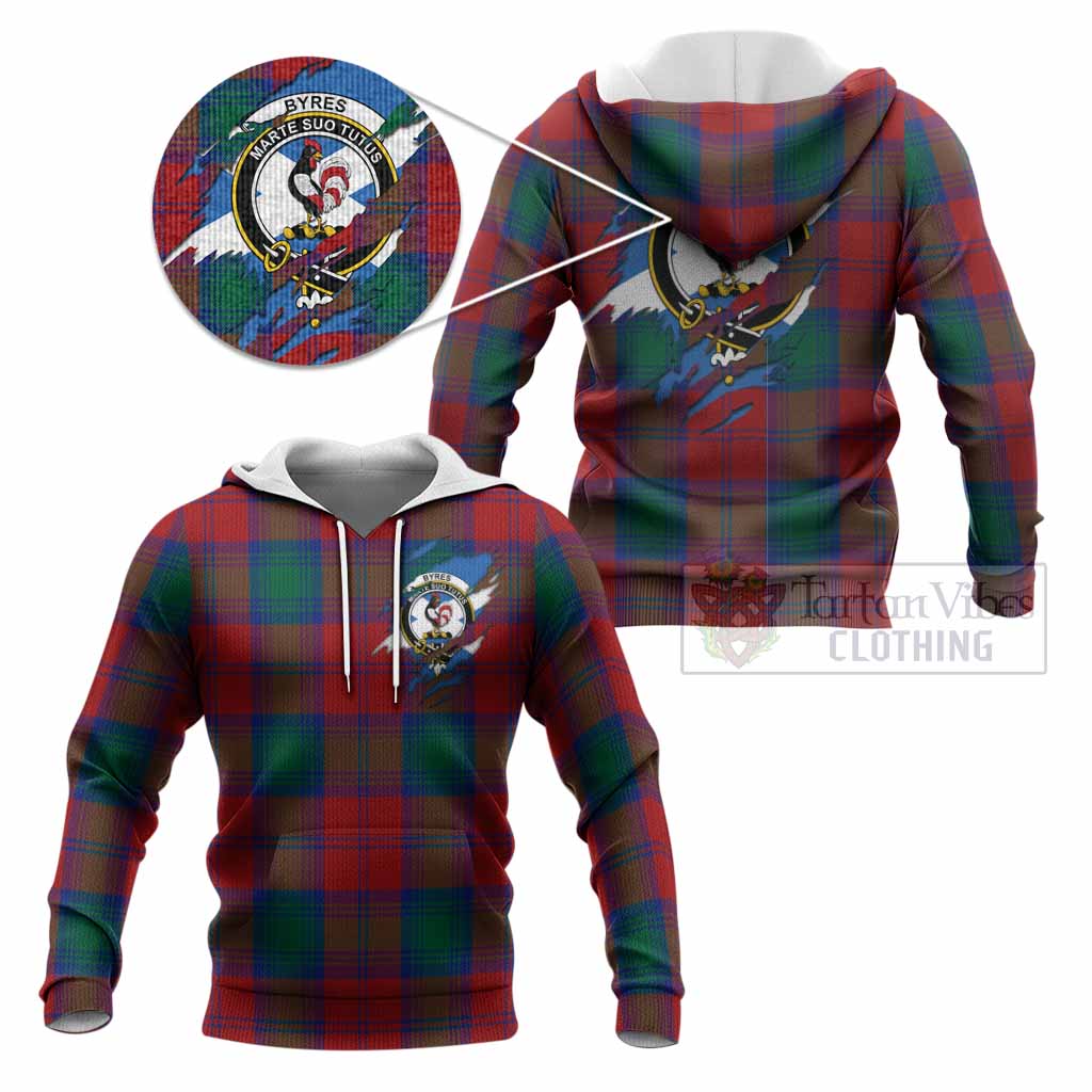 Byres (Byses) Clan Crest In Me Tartan Knitted Hoodie Scotland Flag Style