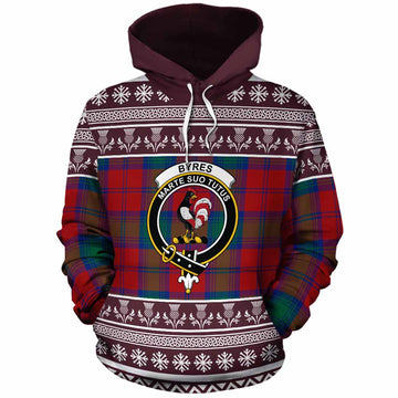 Byres (Byses) Clan Tartan Christmas Cotton Hoodie with Family Crest
