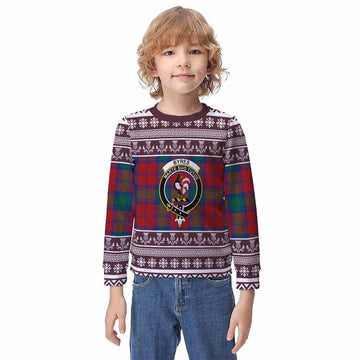 Byres (Byses) Clan Tartan Christmas Kid Ugly Sweatshirt with Family Crest - Tartan Vibes Clothing