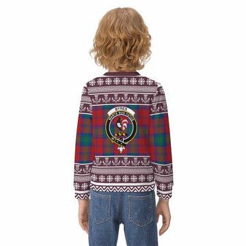 Byres (Byses) Clan Tartan Christmas Kid Ugly Sweatshirt with Family Crest - Tartan Vibes Clothing