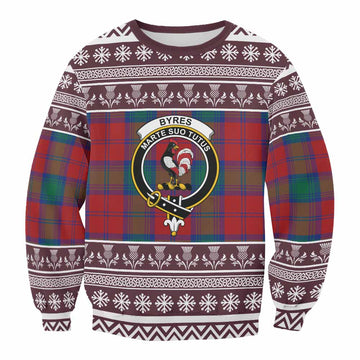 Byres (Byses) Clan Tartan Christmas Sweatshirt with Family Crest - Tartan Vibes Clothing