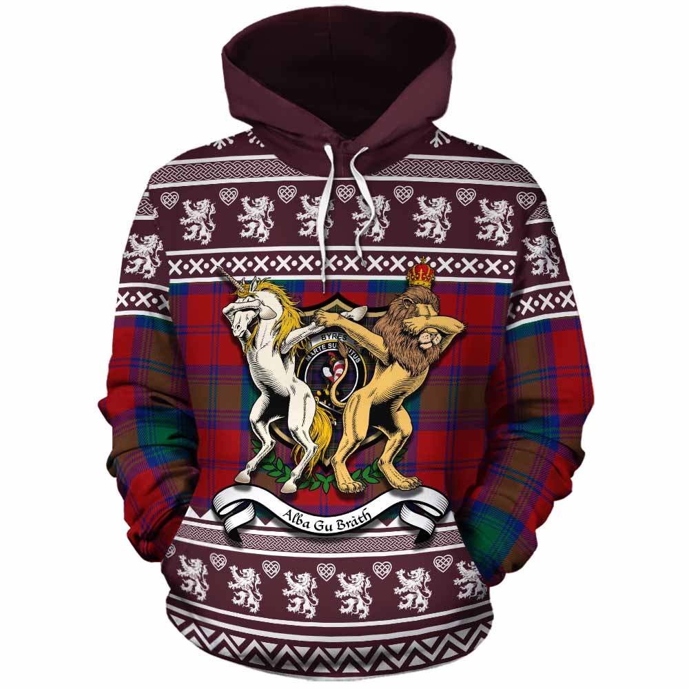 Byres (Byses) Clan Tartan Crest Christmas Cotton Hoodie Coat of Arms Funny Style - Tartan Vibes Clothing