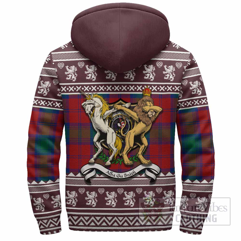 Byres (Byses) Clan Tartan Crest Christmas Fleece Hoodie Coat of Arms Funny Style - Tartan Vibes Clothing