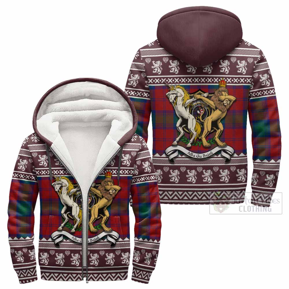 Byres (Byses) Clan Tartan Crest Christmas Fleece Hoodie Coat of Arms Funny Style - Tartan Vibes Clothing
