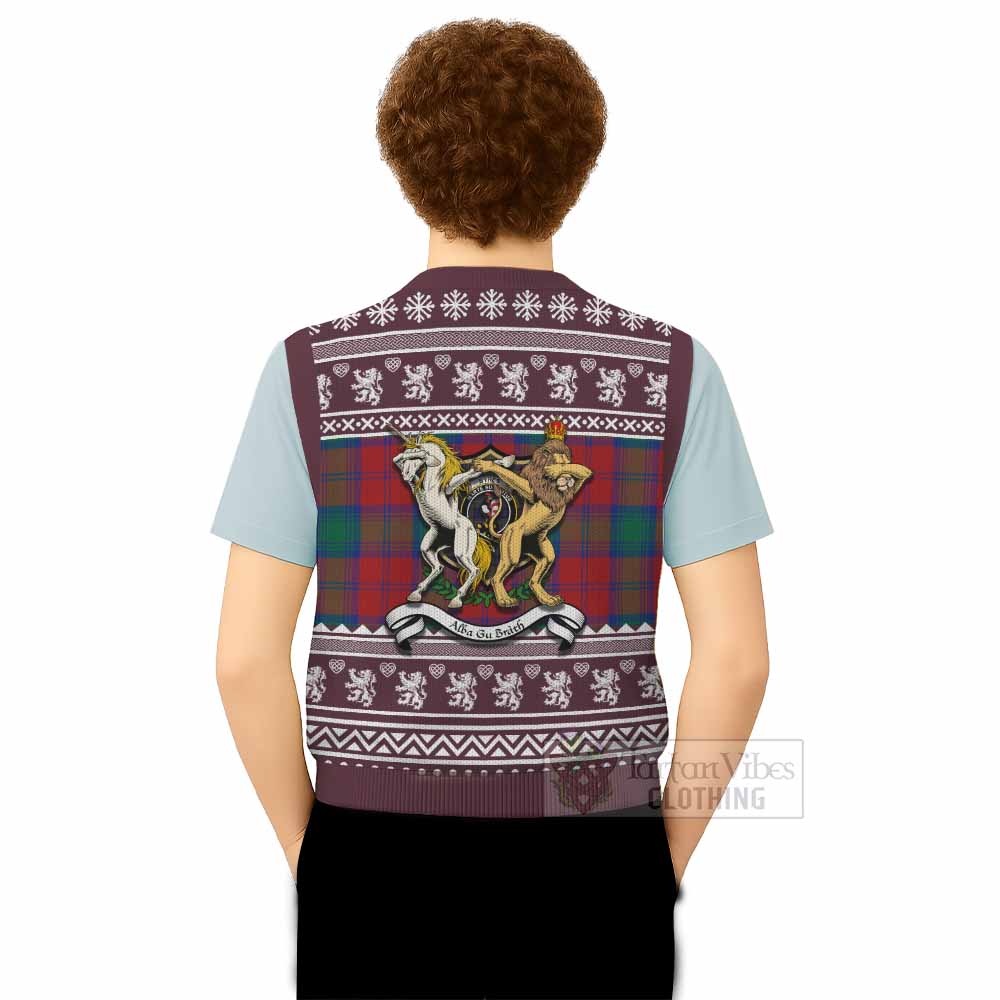Byres (Byses) Clan Tartan Crest Christmas Knitted V-Neck Vest Coat of Arms Funny Style - Tartan Vibes Clothing
