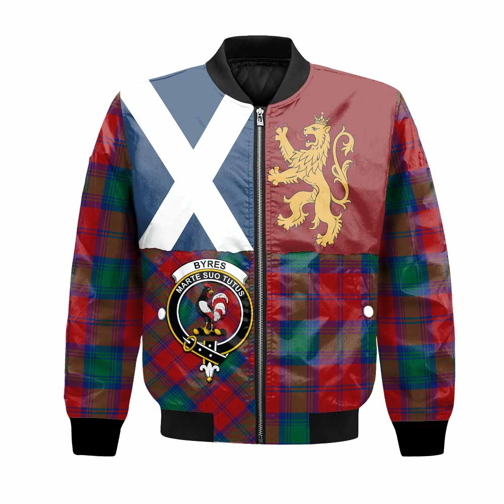Byres (Byses) Crest Tartan Bomber Jacket with Lion Rampant Saltire Style