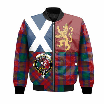 Byres (Byses) Crest Tartan Bomber Jacket with Lion Rampant Saltire Style