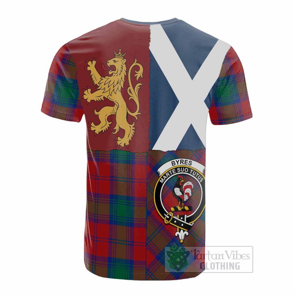 Byres (Byses) Crest Tartan Cotton T-shirt with Lion Rampant Saltire Style - Tartan Vibes Clothing