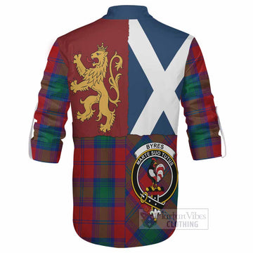 Byres (Byses) Crest Tartan Ghillie Shirt with Lion Rampant Saltire Style