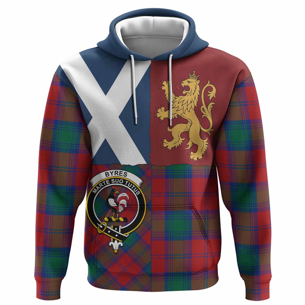 Byres (Byses) Crest Tartan Hoodie with Lion Rampant Saltire Style