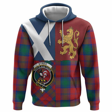 Byres (Byses) Crest Tartan Hoodie with Lion Rampant Saltire Style