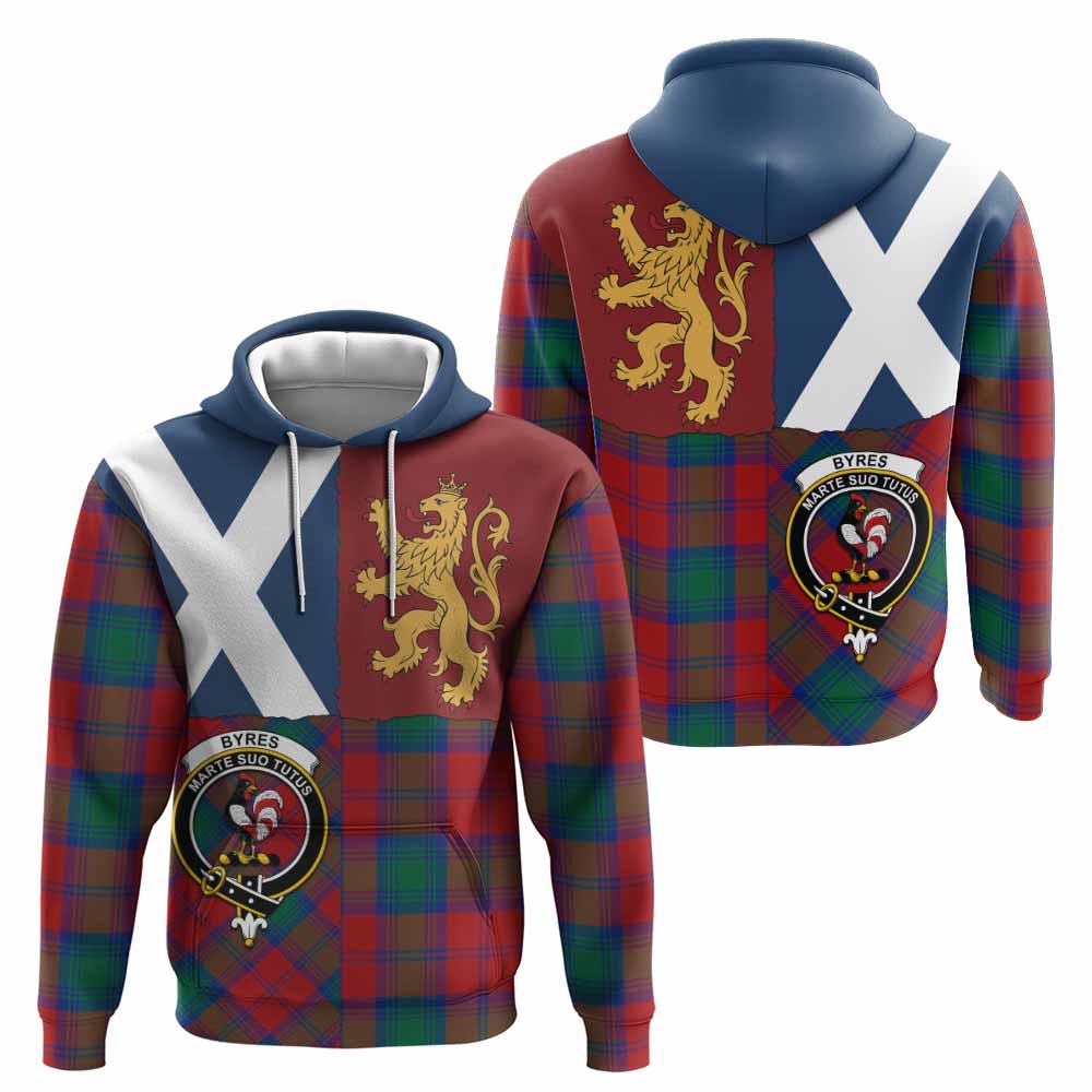 Byres (Byses) Crest Tartan Hoodie with Lion Rampant Saltire Style