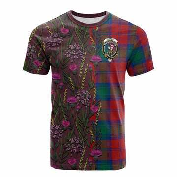 Byres (Byses) Family Crest Tartan Cotton T-shirt Scottish Thistle Flower Pattern Half Style - Tartan Vibes Clothing