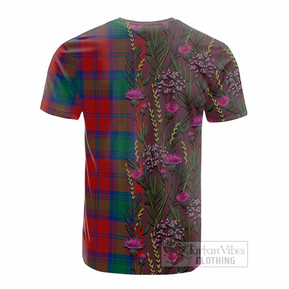 Byres (Byses) Family Crest Tartan Cotton T-shirt Scottish Thistle Flower Pattern Half Style - Tartan Vibes Clothing