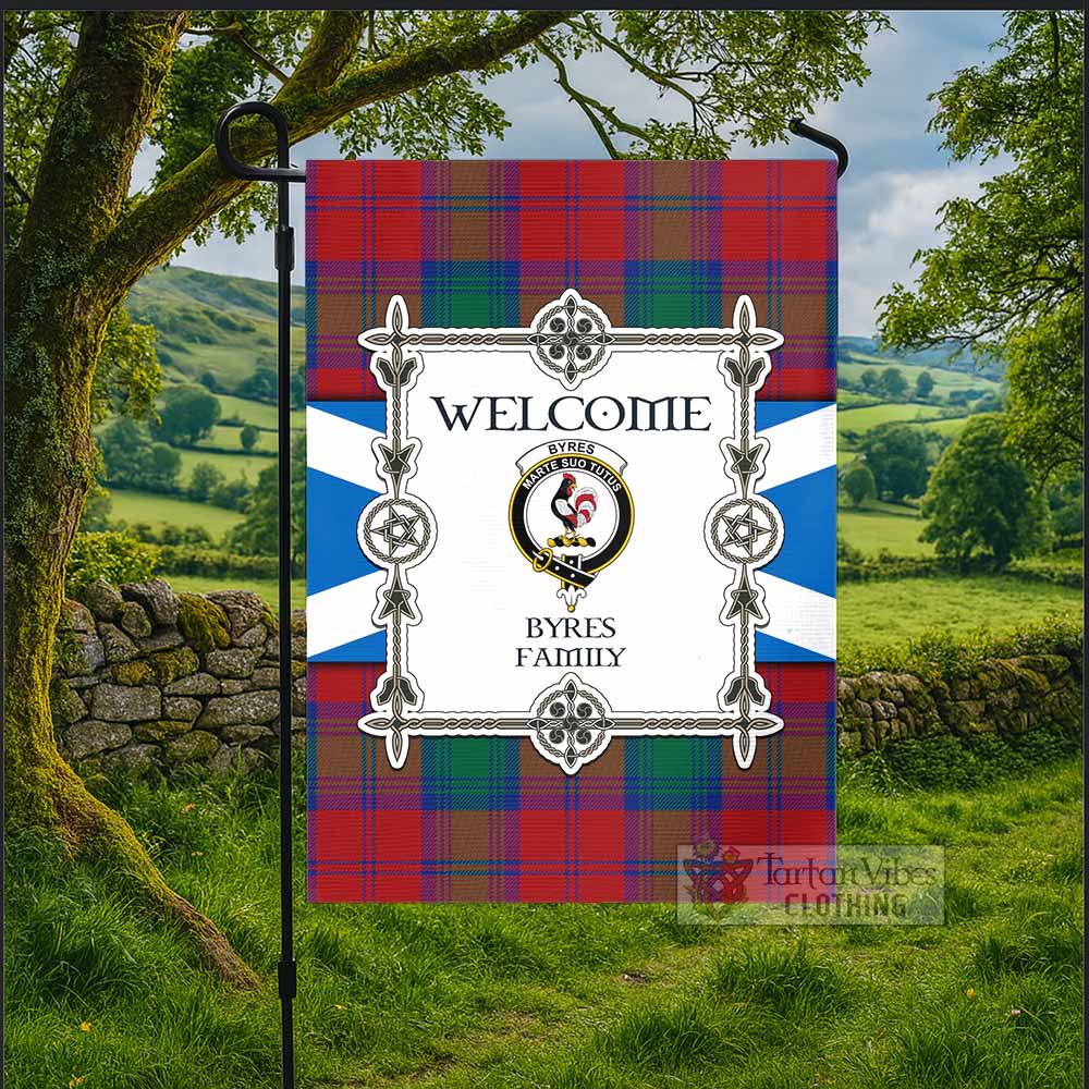 Byres (Byses) Family Crest Tartan Welcome Garden Flag Saltire Harmony Style - Tartan Vibes Clothing
