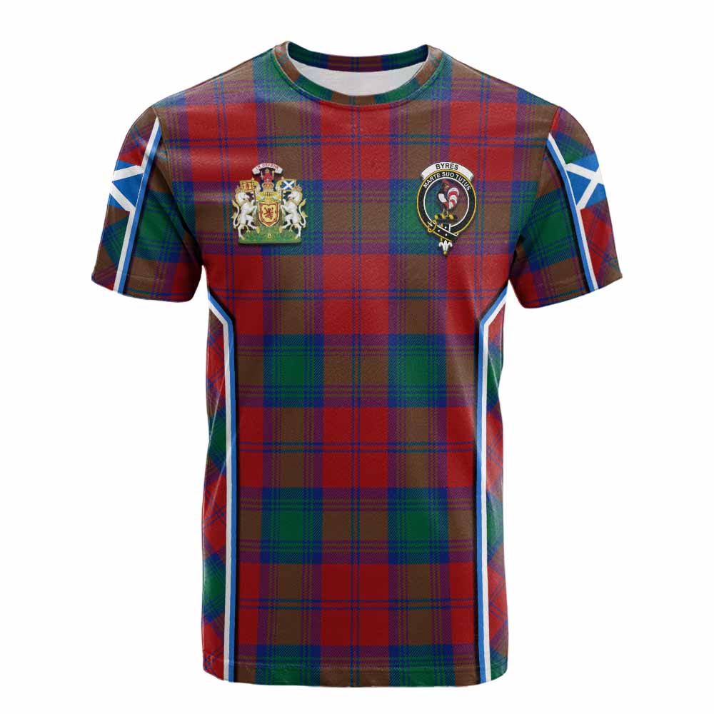 Byres (Byses) Tartan Crest Cotton T-shirt Scotland Coat of Arm Flag Style - Tartan Vibes Clothing