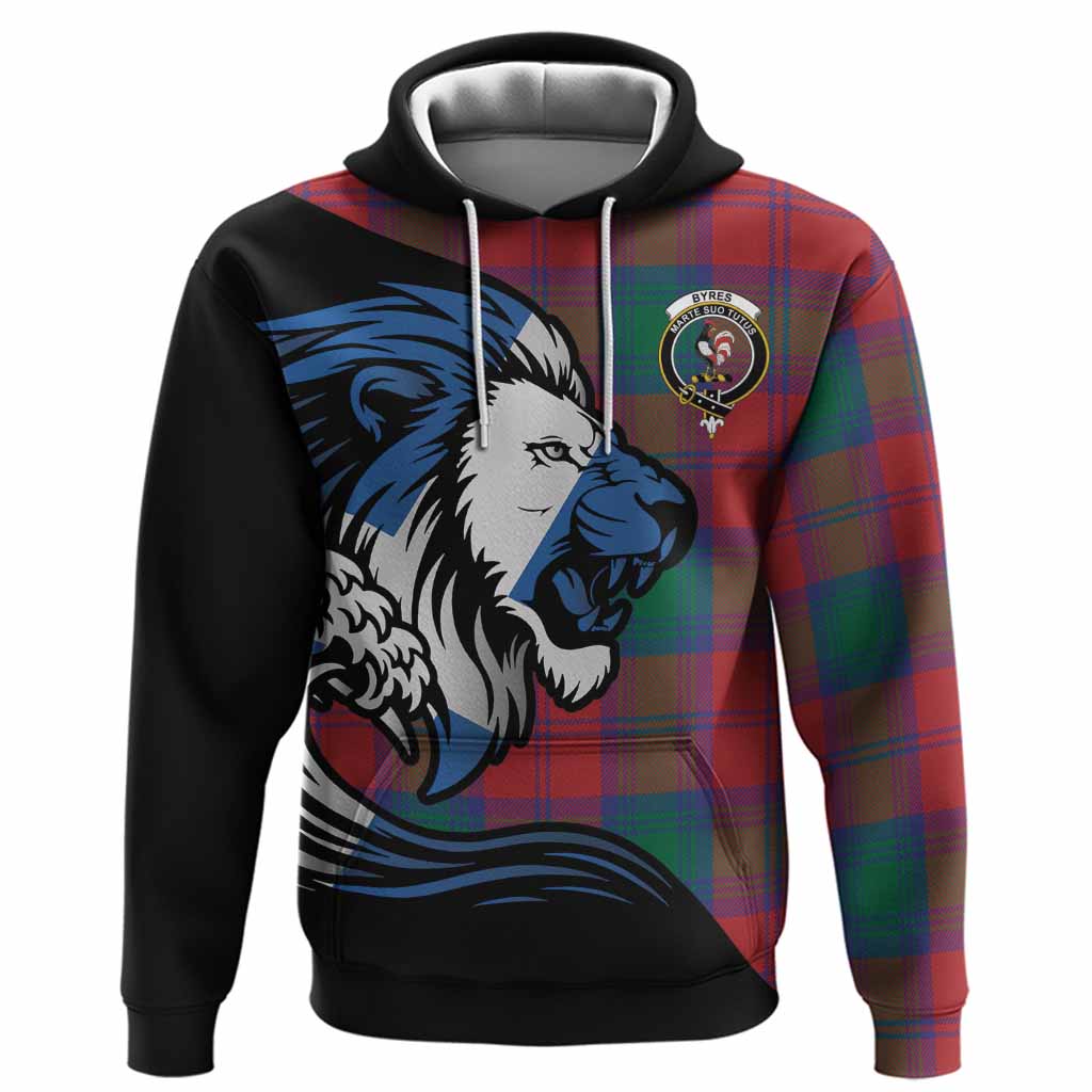 Byres (Byses) Tartan Crest Hoodie Scottish Golden Lions Wave Flow