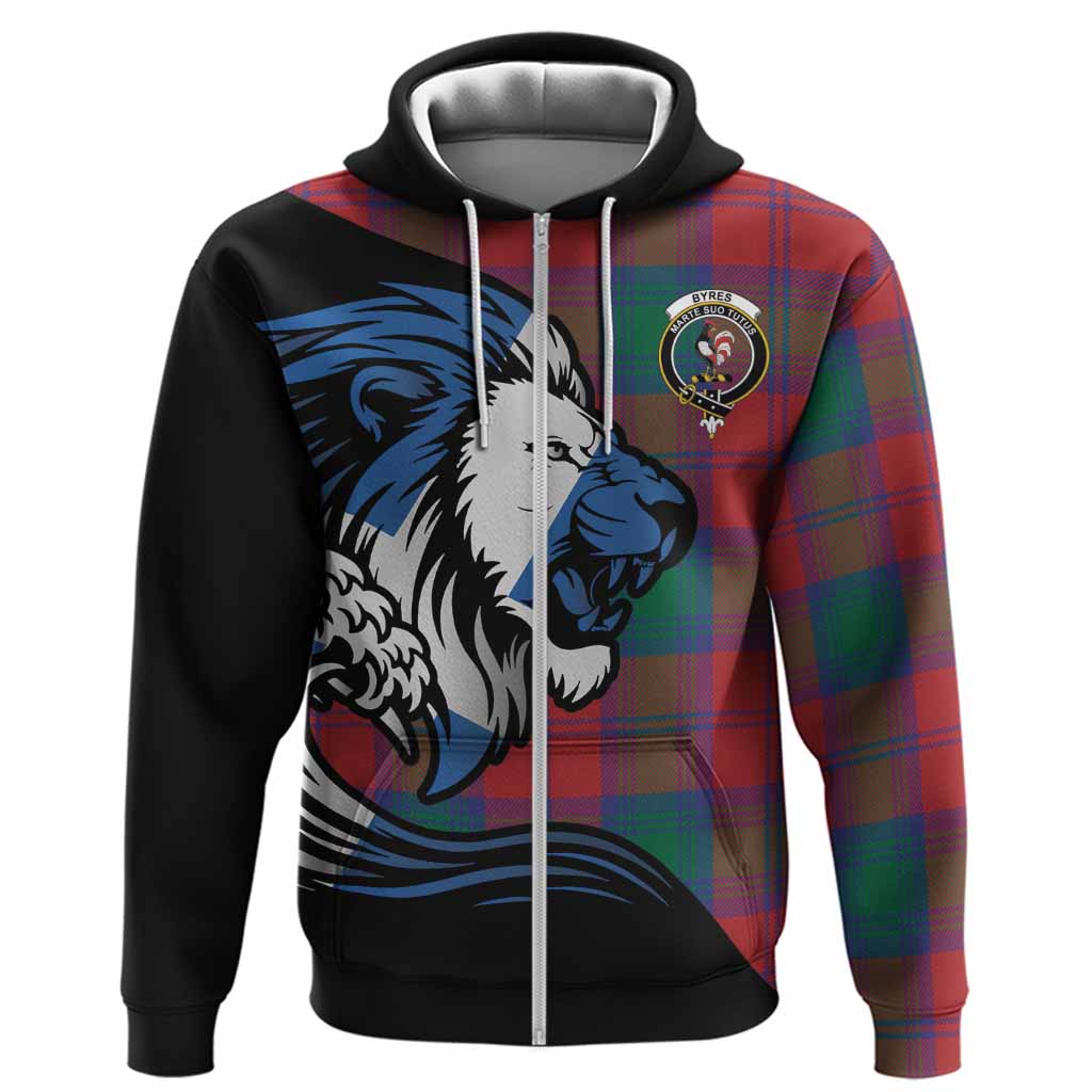 Byres (Byses) Tartan Crest Hoodie Scottish Golden Lions Wave Flow