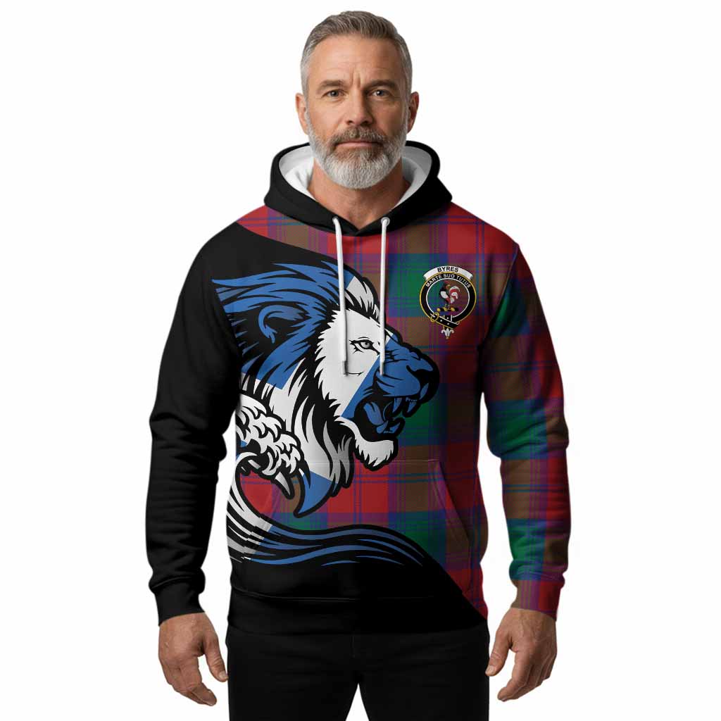 Byres (Byses) Tartan Crest Hoodie Scottish Golden Lions Wave Flow