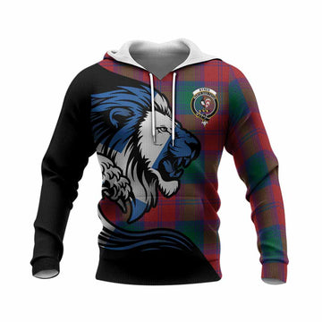Byres (Byses) Tartan Crest Knitted Hoodie Scottish Golden Lions Wave Flow