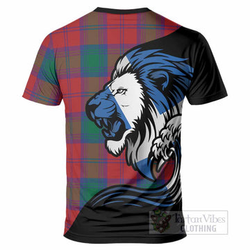 Byres (Byses) Tartan Crest T-Shirt Scottish Golden Lions Wave Flow