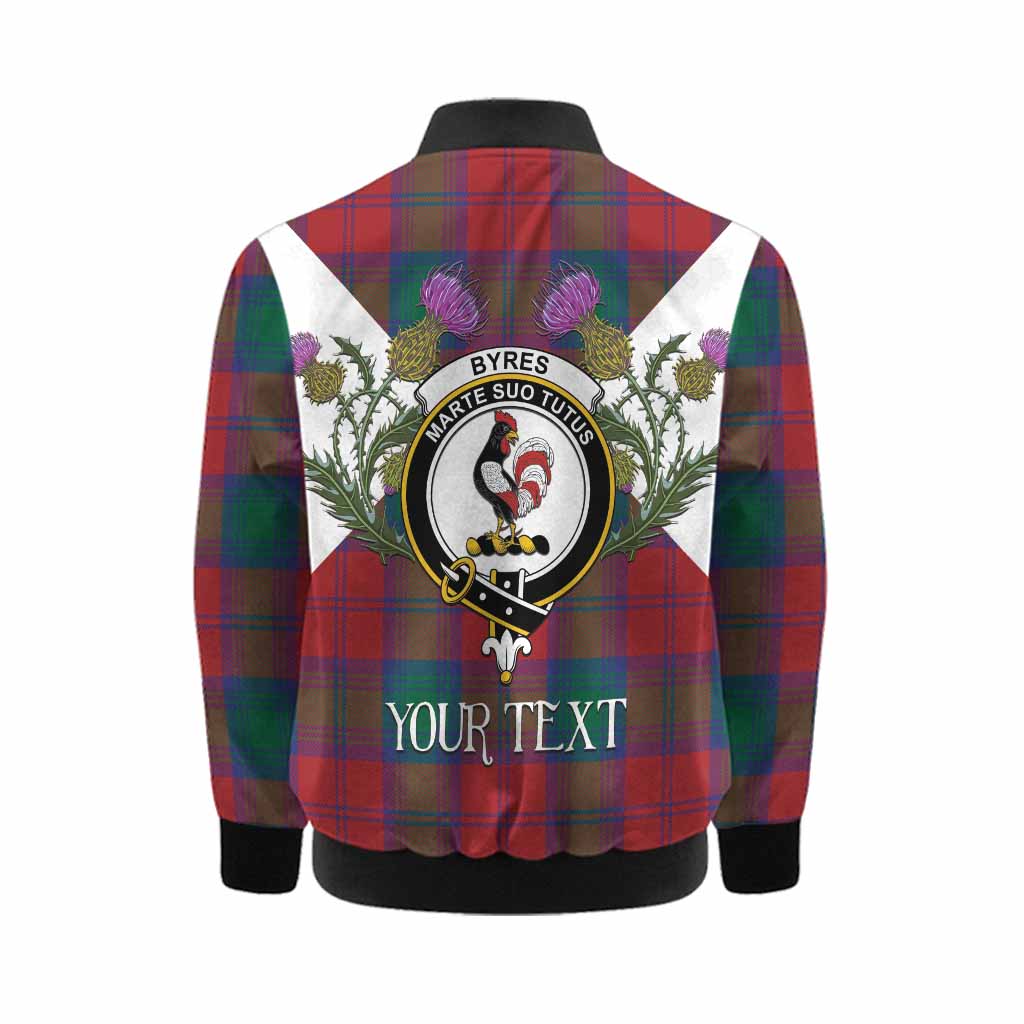 Byres (Byses) Tartan Family Crest Kid Bomber Jacket Scottish Burns Night Thistle Floral