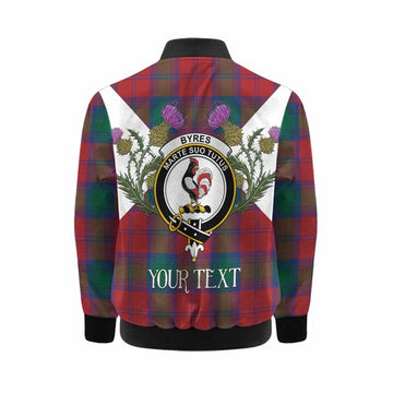Byres (Byses) Tartan Family Crest Kid Bomber Jacket Scottish Burns Night Thistle Floral