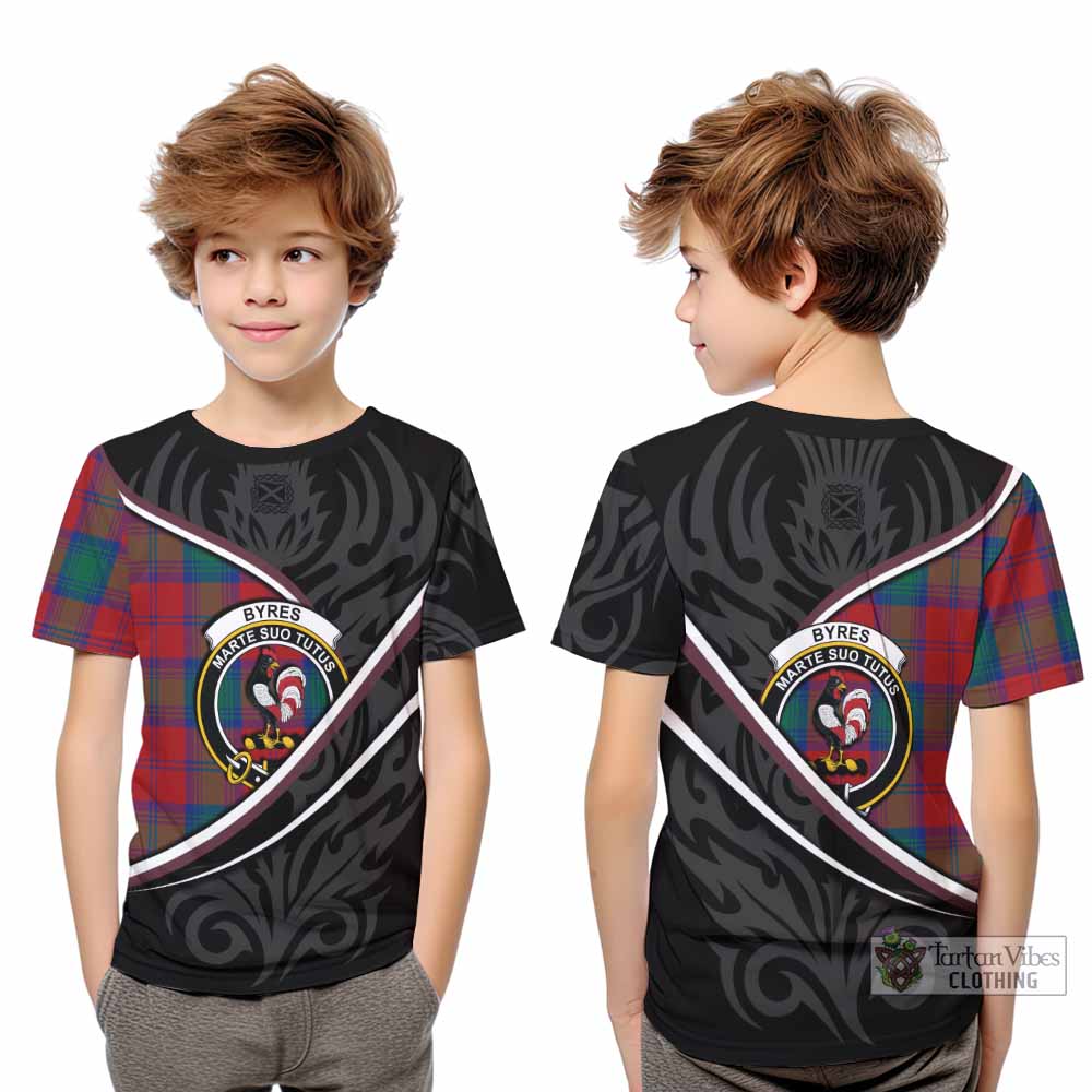 Byres (Byses) Tartan Family Crest Kid T-shirt Celtic Scottish Thistle Floral - Tartan Vibes Clothing