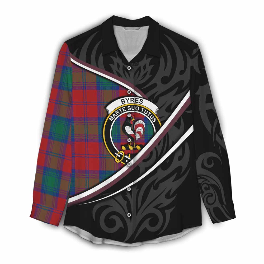 Byres (Byses) Tartan Family Crest Women Casual Shirt Celtic Scottish Thistle Floral - Tartan Vibes Clothing