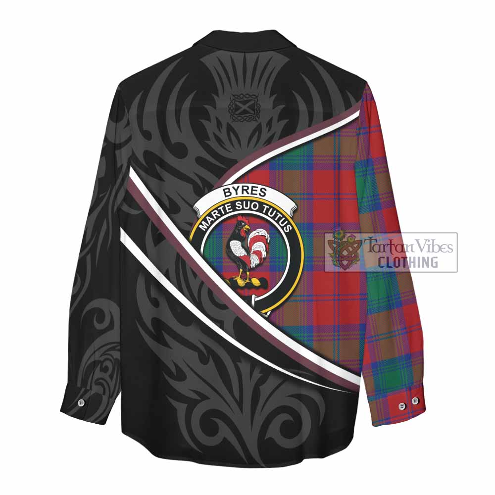 Byres (Byses) Tartan Family Crest Women Casual Shirt Celtic Scottish Thistle Floral - Tartan Vibes Clothing