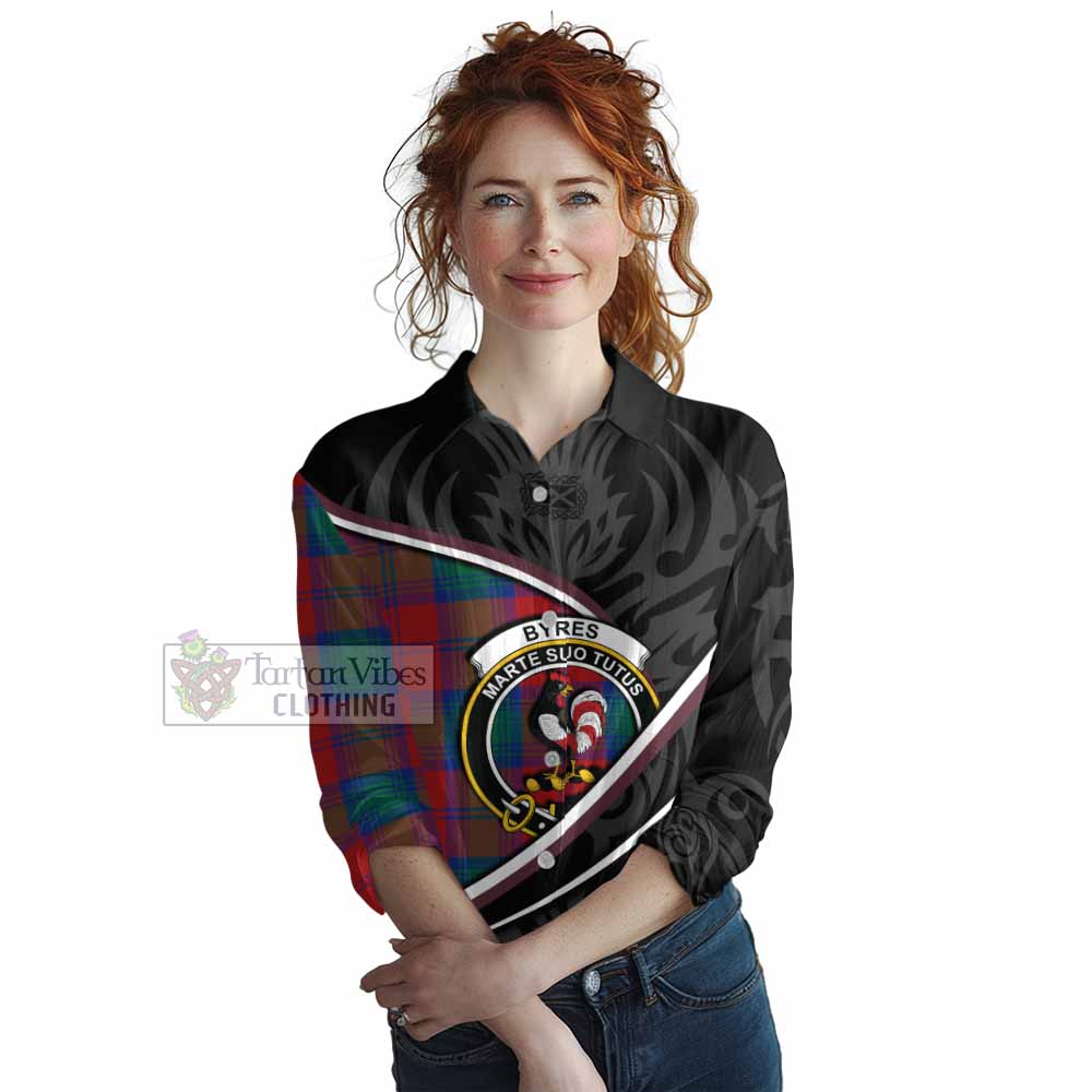 Byres (Byses) Tartan Family Crest Women Casual Shirt Celtic Scottish Thistle Floral - Tartan Vibes Clothing