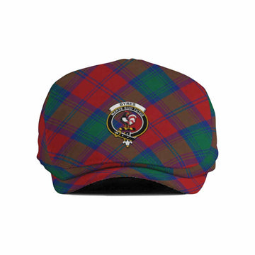 Byres (Byses) Tartan Flat Cap, Jeff Cap Cross Style with Family Crest