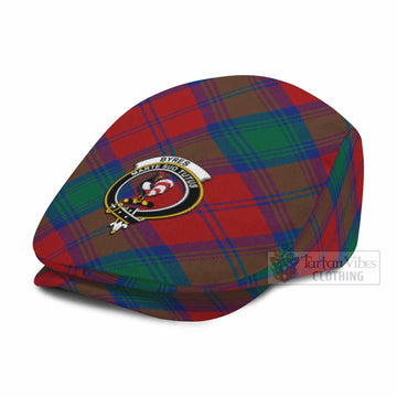 Byres (Byses) Tartan Flat Cap, Jeff Cap Cross Style with Family Crest