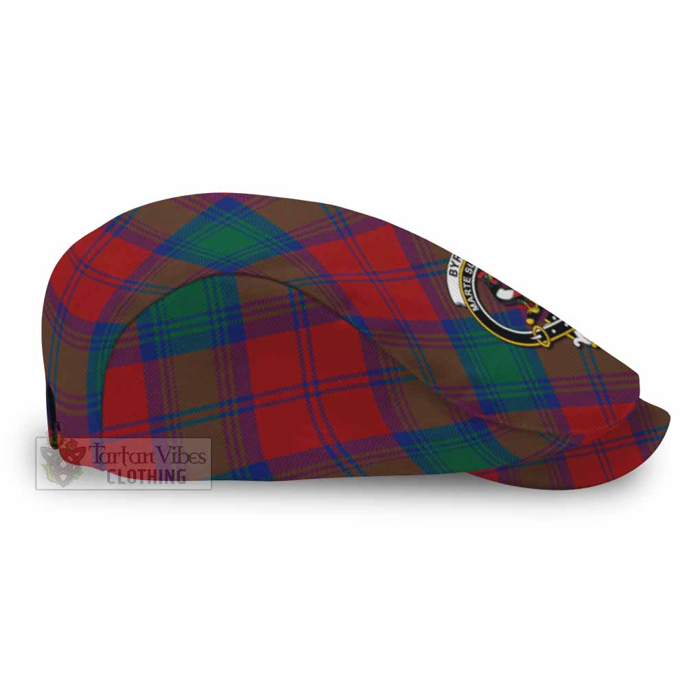 Byres (Byses) Tartan Flat Cap, Jeff Cap Cross Style with Family Crest - Tartan Vibes Clothing