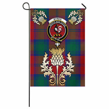 Byres (Byses) Tartan Garden Flag with Golden Regal Scottish Thistle Emblem - Tartan Vibes Clothing