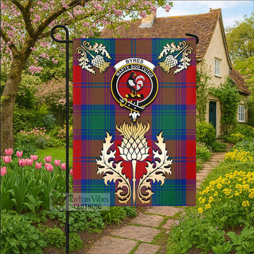 Byres (Byses) Tartan Garden Flag with Golden Regal Scottish Thistle Emblem - Tartan Vibes Clothing