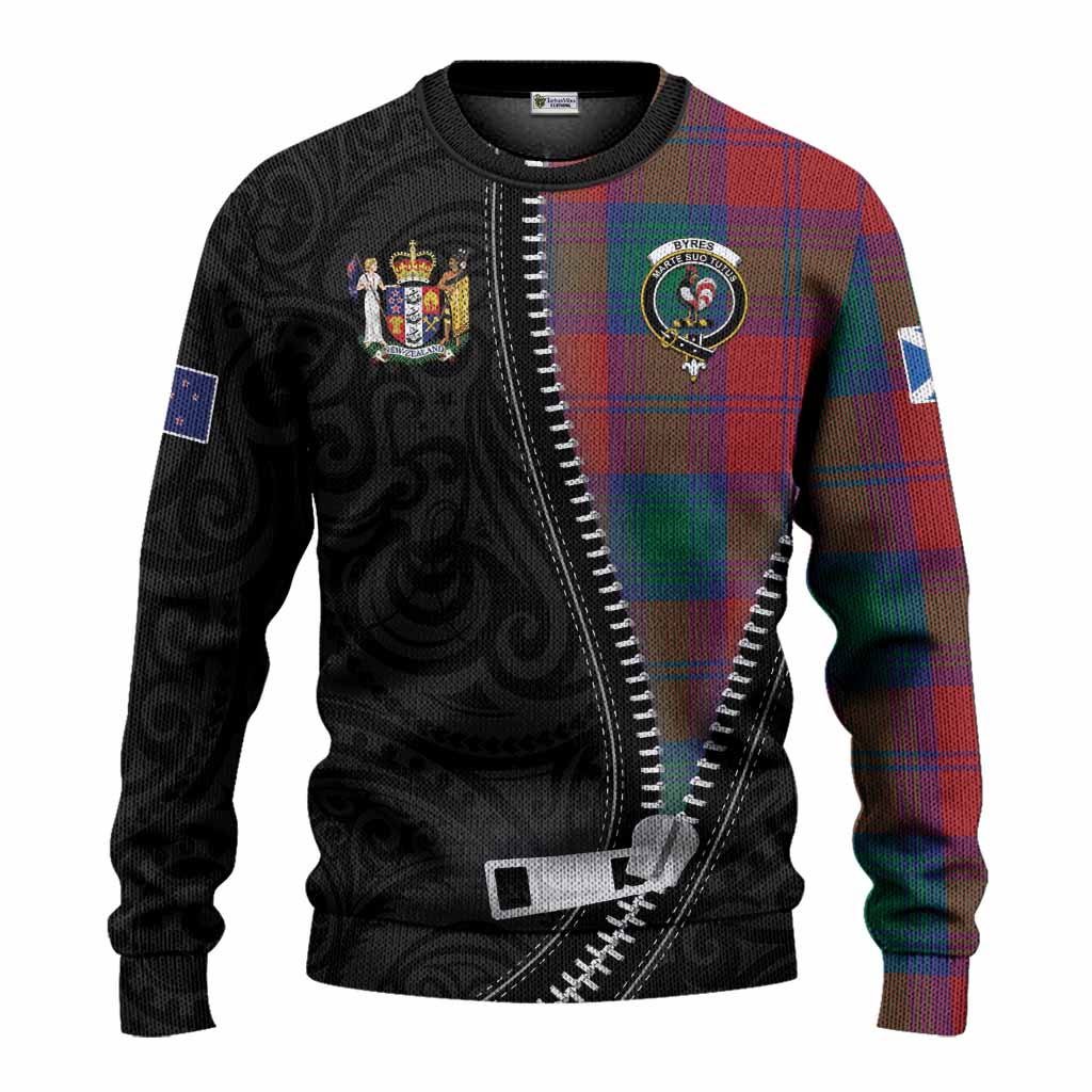 Byres (Byses) Tartan Knitted Sweater New Zealand Pattern Unique Zipper Stylized