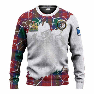 Byres (Byses) Tartan Knitted Sweater with Family Crest and Lion Rampant Grunge Style
