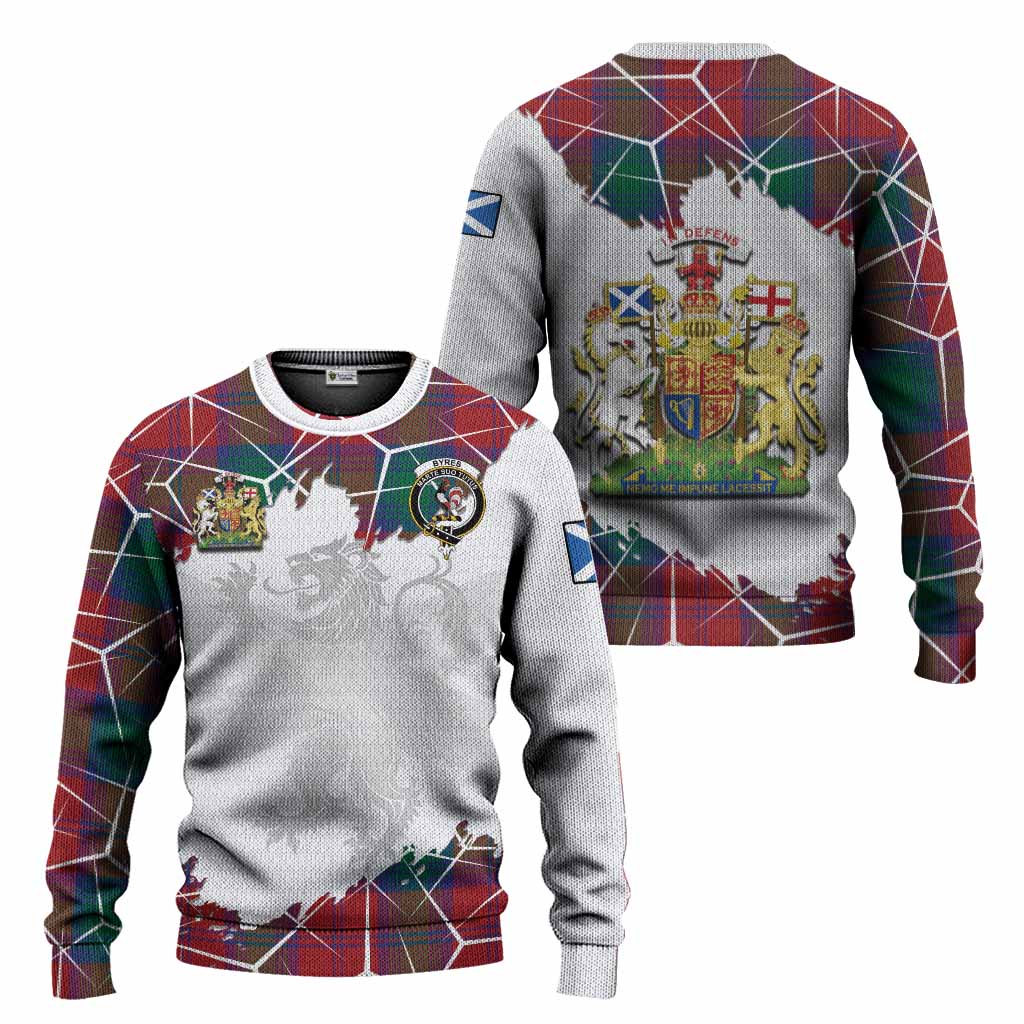 Byres (Byses) Tartan Knitted Sweater with Family Crest and Lion Rampant Grunge Style