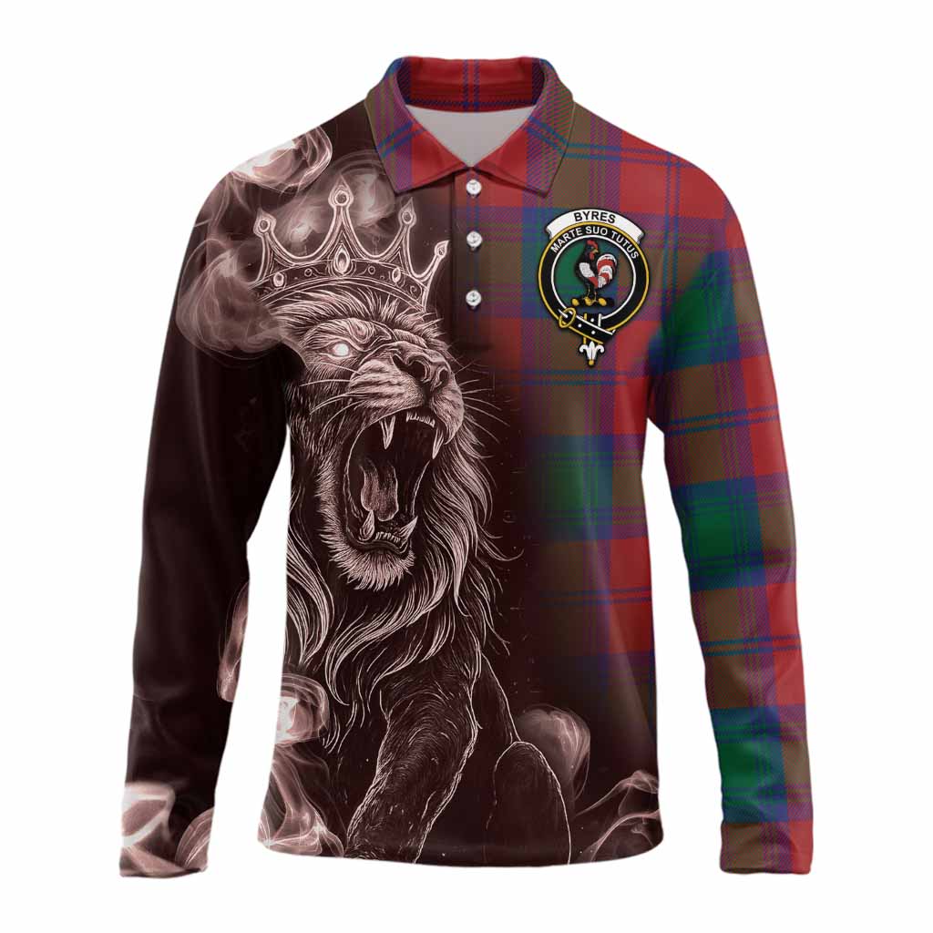 Byres (Byses) Tartan Long Sleeve Polo Shirt Roaring Lion Heritage