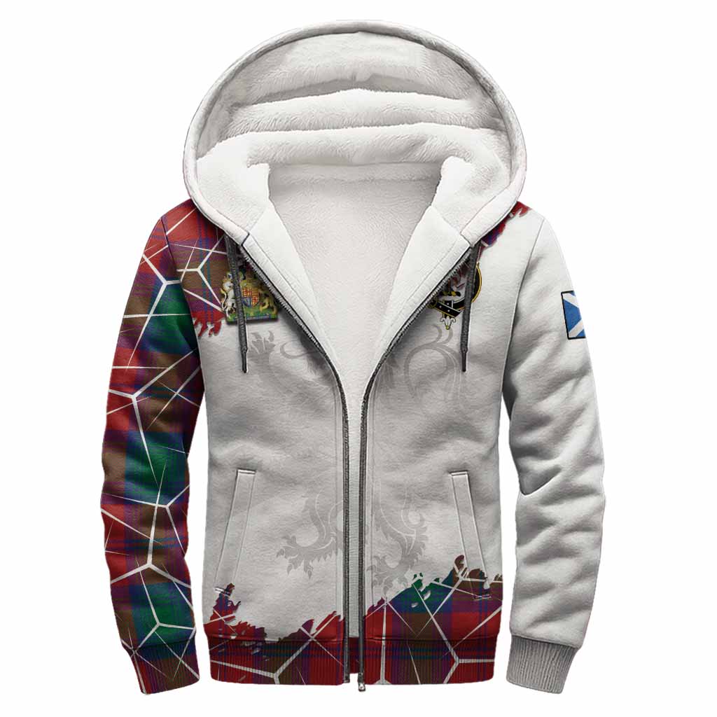 Byres (Byses) Tartan Sherpa Hoodie with Family Crest and Lion Rampant Grunge Style