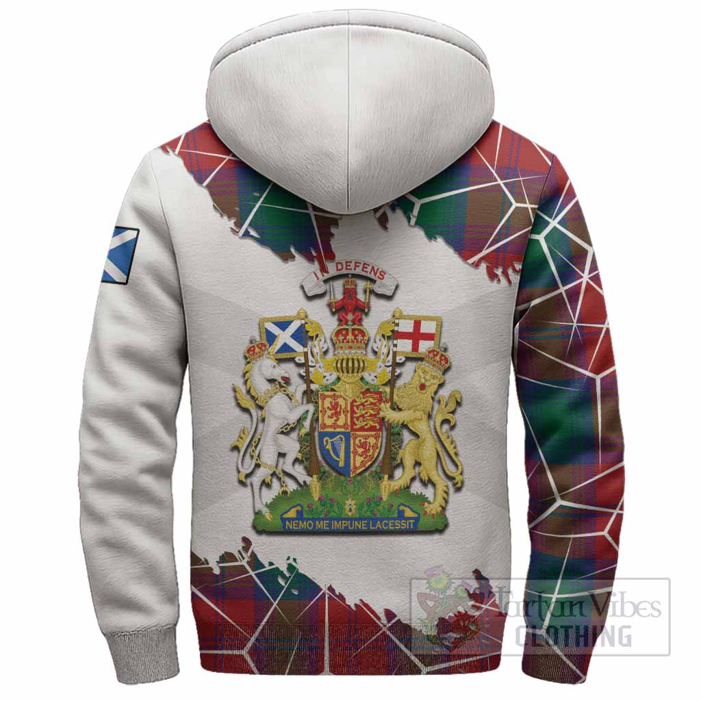 Byres (Byses) Tartan Sherpa Hoodie with Family Crest and Lion Rampant Grunge Style