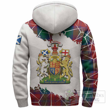 Byres (Byses) Tartan Sherpa Hoodie with Family Crest and Lion Rampant Grunge Style