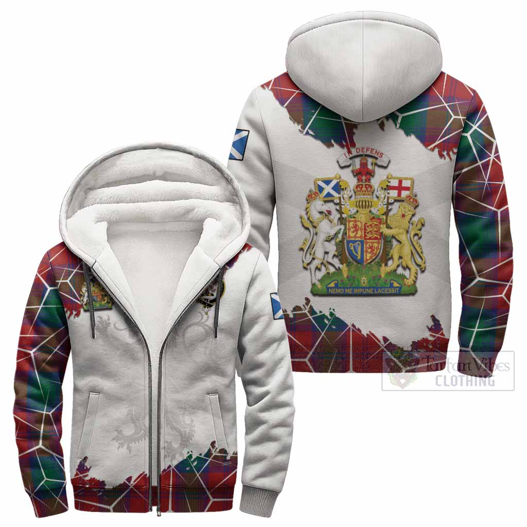 Byres (Byses) Tartan Sherpa Hoodie with Family Crest and Lion Rampant Grunge Style