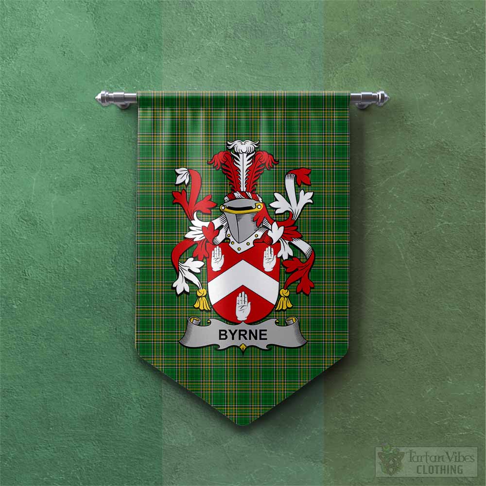 Tartan Vibes Clothing Byrne Irish Clan Tartan Gonfalon, Tartan Banner with Coat of Arms