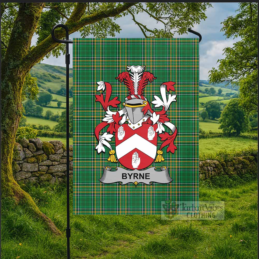 Byrne Irish Clan Tartan Flag with Coat of Arms