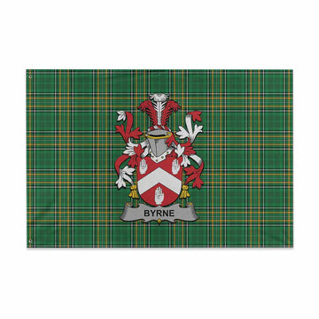 Byrne Irish Clan Tartan House Flag with Coat of Arms