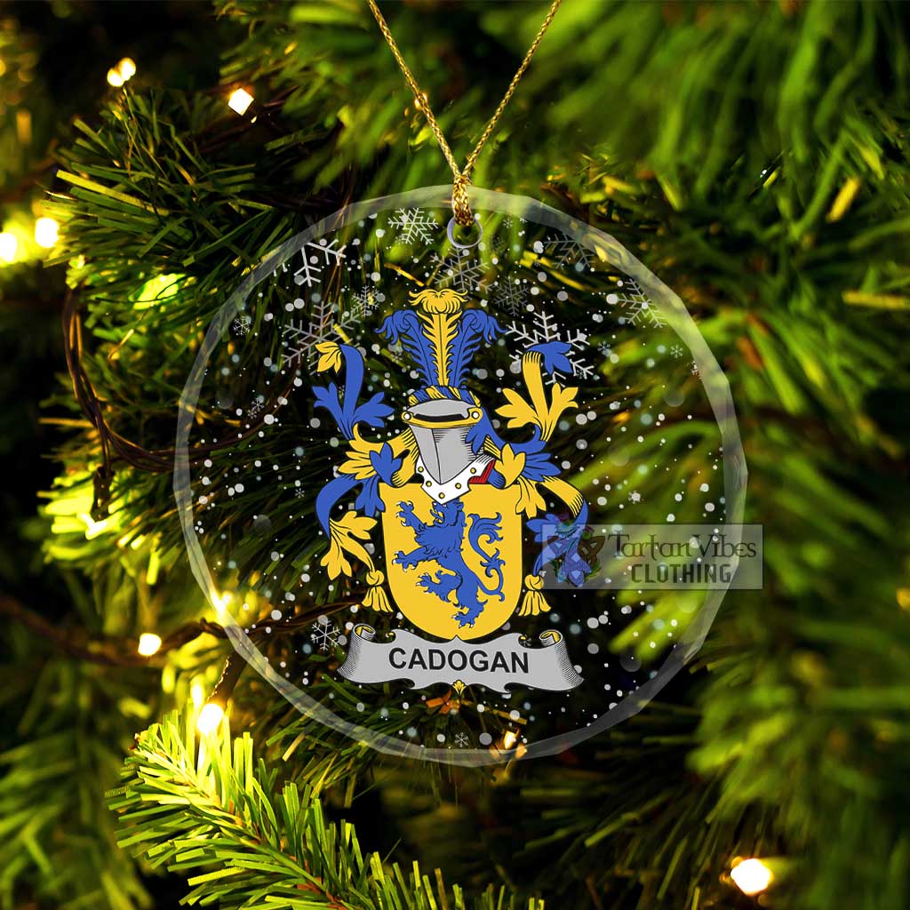 Cadogan Irish Clan Christmas Glass Ornament with Coat of Arms Transparent Glass Circle - 2D-tartanvibesclothing
