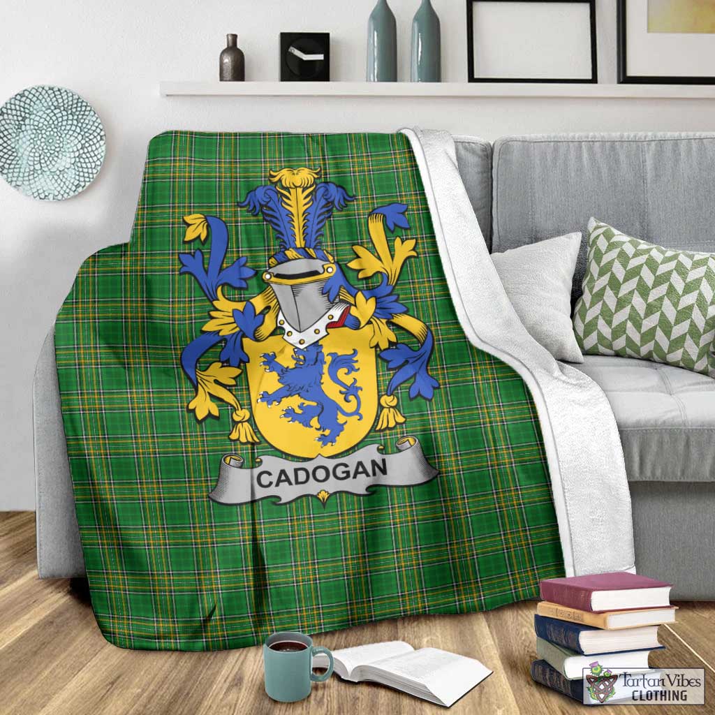 Tartan Vibes Clothing Cadogan Irish Clan Tartan Blanket with Coat of Arms